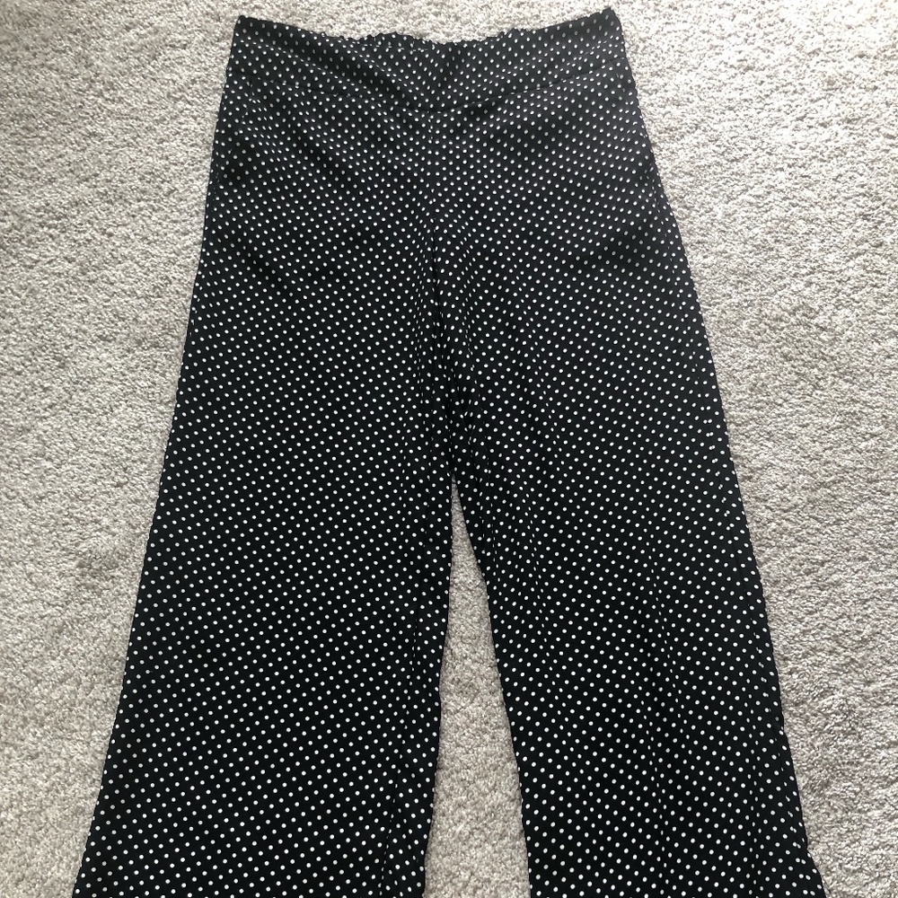 Polka Dot Wide Leg Bottom, size 4, black and white